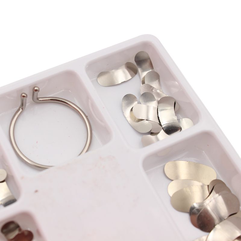 100Pcs Dental Matrix Sectional Contoured Metal Matrices No.1.398+ Matrix Band Forming Clip+40pcs wedges silicone Dentist Tools