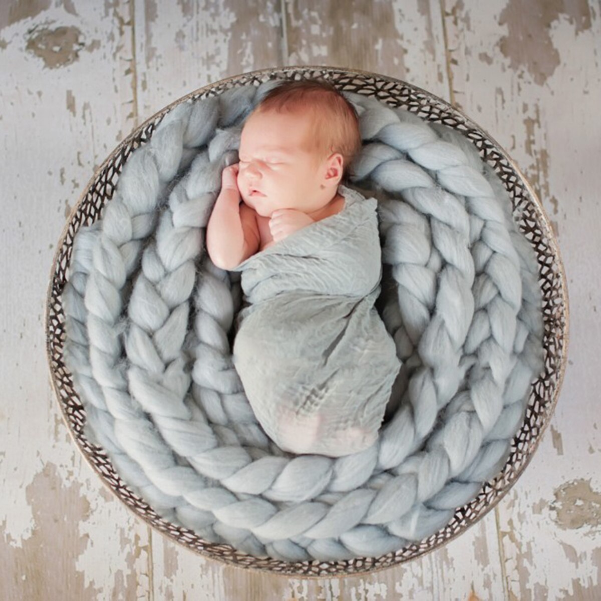 5 kleuren pasgeboren wollen vlechtwikkel, rekbare wikkel, babysjaal, pasgeboren foto-accessoires, deken, fotografie-accessoires, zachte babydeken