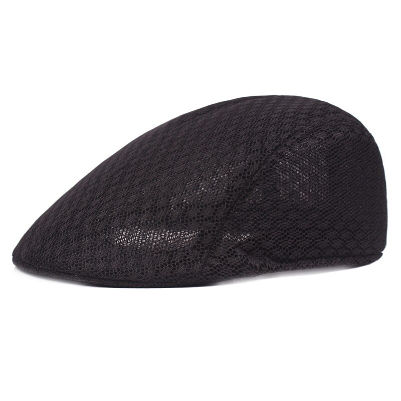 Novedad de , gorras tipo boina de verano informales a la para hombres, gorras con visera de malla, boinas de rejilla, sombreros, gorro transpirable ajustable: Black