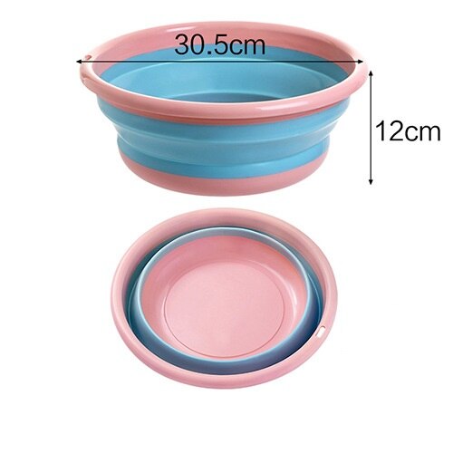 Folding Wash Basin Plastic Portable Outdoor Travel Laundry Tub Thickened Kitchen Vegetable Sink Household Cleaning Tools: A-Pink-M