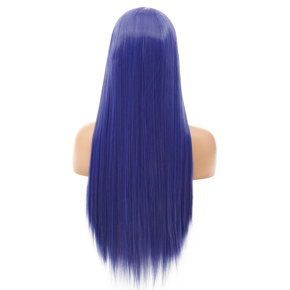 V'NICE-perruque Lace Front Wig naturelle, sans colle, grise Orange, perruques synthétiques longues et bleues pour femmes noires, résistantes à la chaleur: Blue / 22 pouces
