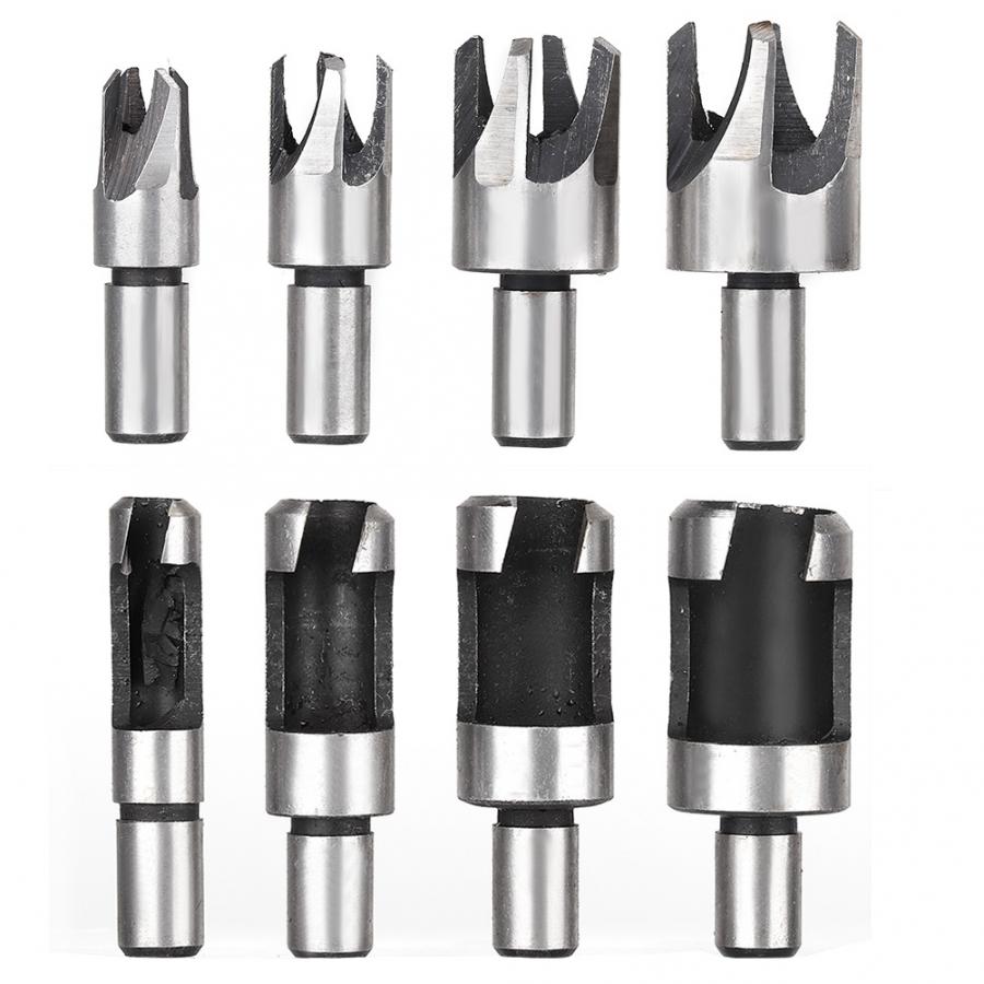 8pc Wood Plug Cutter Set - 10mm Round Shank - Carbon Steel Drill Bit Accessory for Jewelers