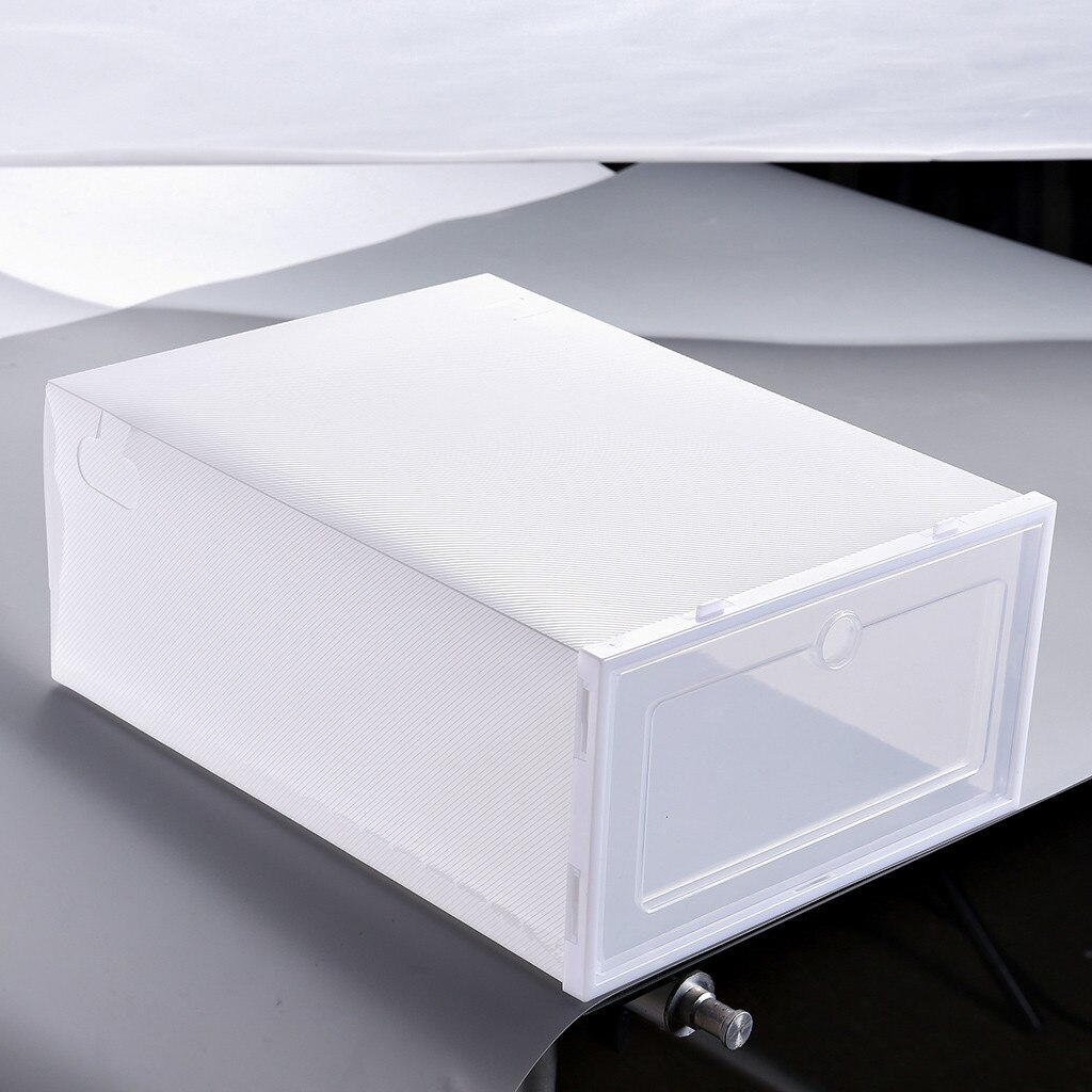 1stackable Transparent Shoe Box Dustproof Storage Box Can Be Superimposed Combination Shoe Cabinet Clamshell Shoe Organizer#P30: White  S