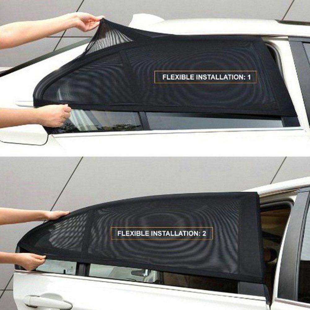 2pcs Black Side Car Sun Shade Rear Window Sunshade Cover Mesh Visor ...