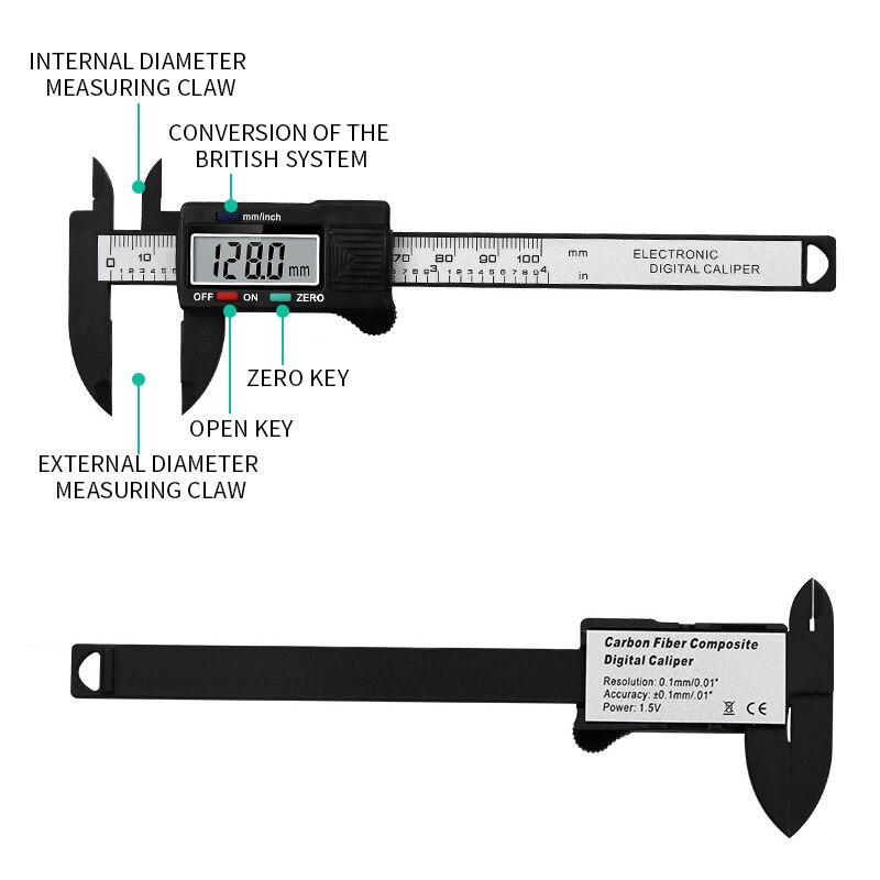 0-150mm Digital Vernier Caliper Inch And Millimeter Conversion Measuring Tool With LCD Electronic Screen