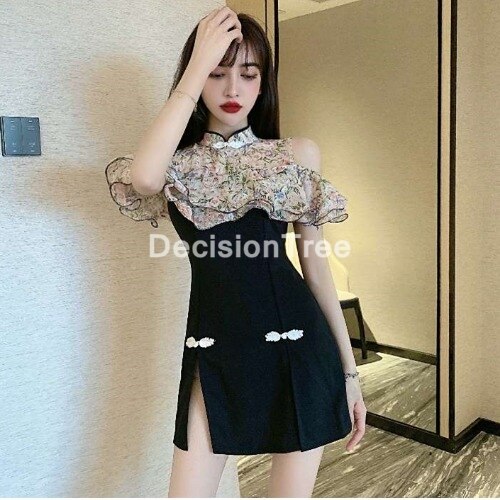 qipao traditional chinese oriental dress women cheongsam modern chinese dress qi pao female dress+pants set cheongsam dress: M