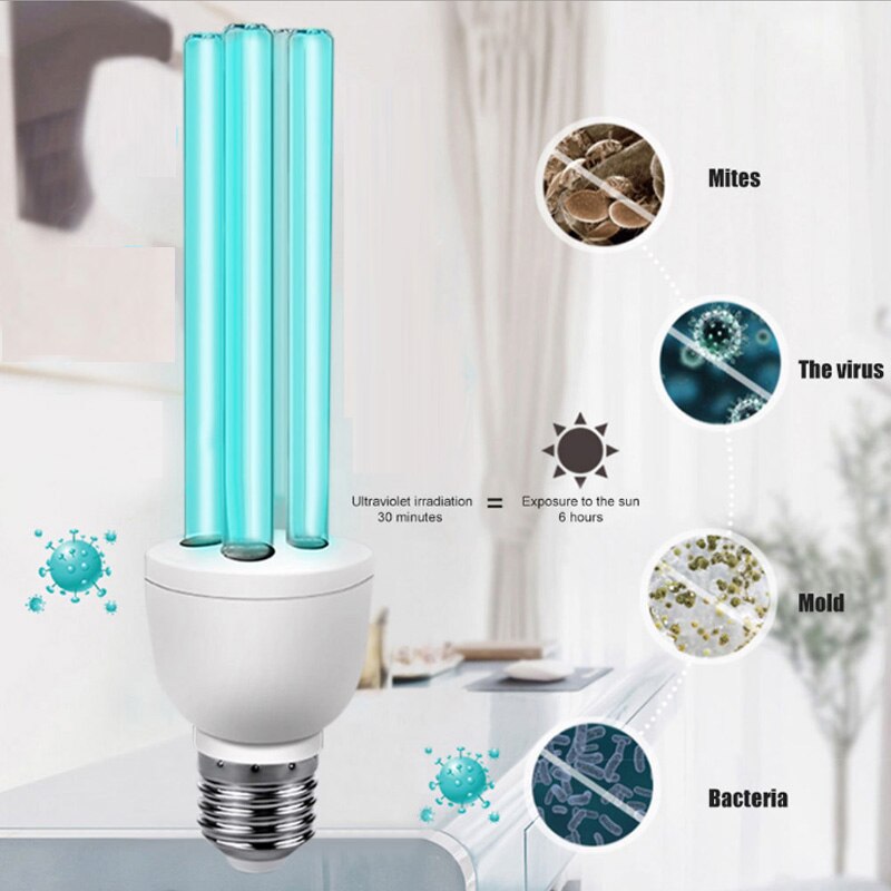 UVC LED 15Ｗ 20Ｗ UV Lamp Ultraviolet Ozone Germicidal Light 220V Bactericidal Quartz Lamp Bacterium Mite Killer Home Bathroom
