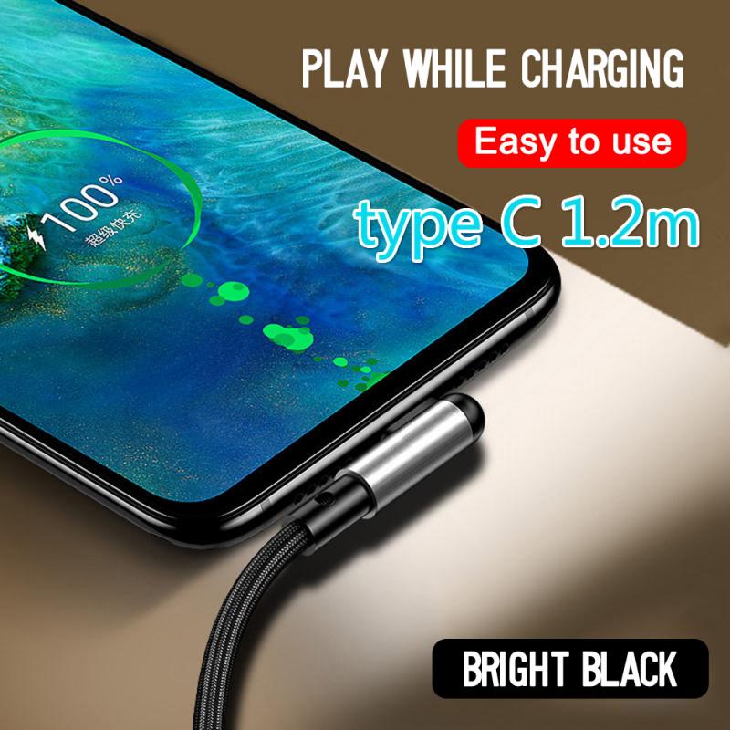 Câble Micro USB 5A de Type C, coudé à 90 degrés, charge Super rapide, pour Huawei P40 Mate 30 Pro Samsung S7 Xiaomi Redmi: TypeC Black