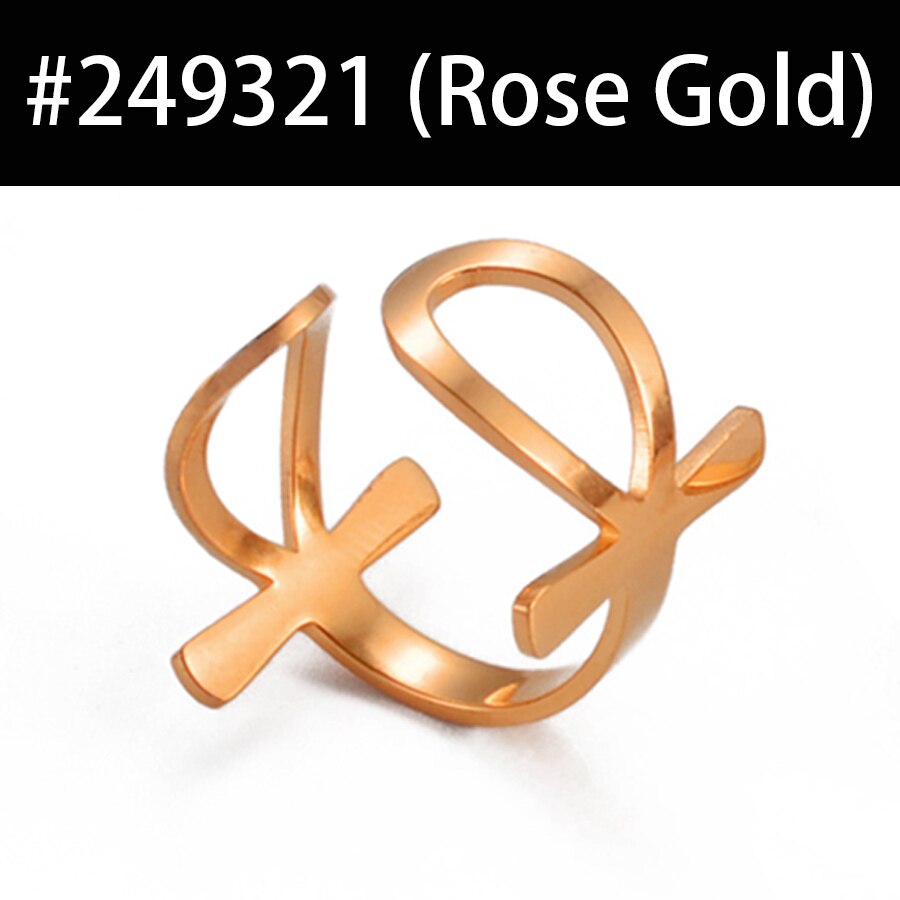 Anniyo Ankh Ring Vrouwen Meisjes Afrikaanse Egyptische Cross Charm Finger Ring Sieraden Rvs Egypte Hiërogliefen Nijl Key #249321: Rose Gold