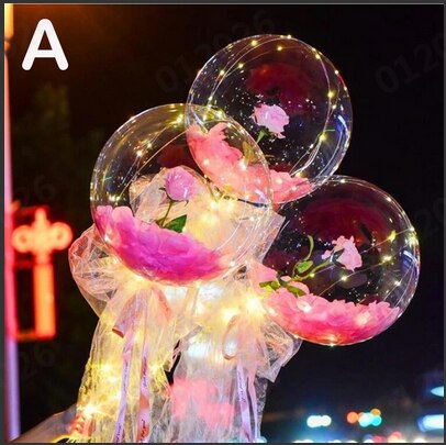 Handle Led Balloon With Sticks Luminous Transparent Rose Bouquet Ballons Wedding Birthday Party Decorations LED Light Balloon #6: C