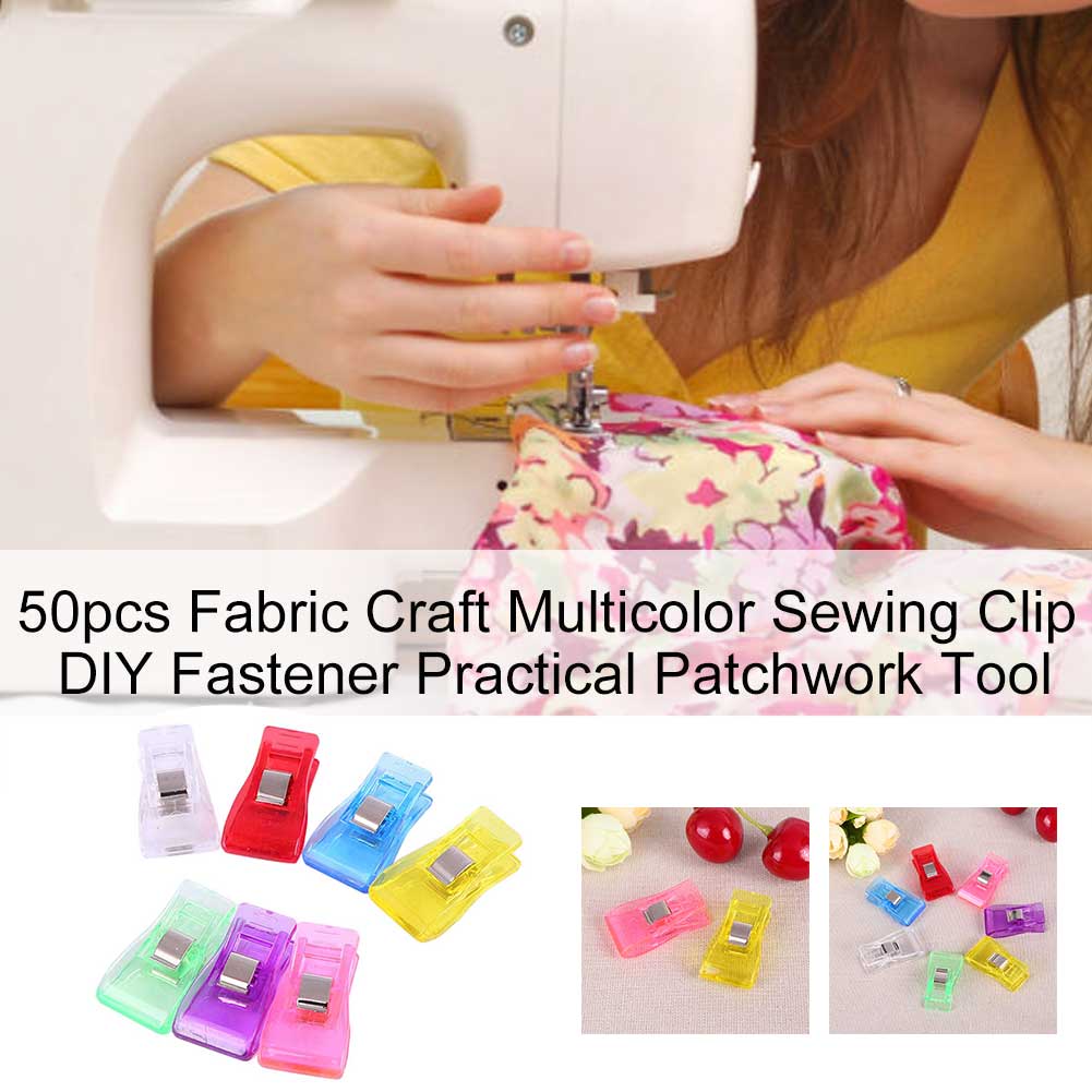 50pcs Home Plastic Clamp Multicolor Hemming Easy Apply Fastener Quilting DIY Sewing Clip Patchwork Tool Knitting Fabric Craft