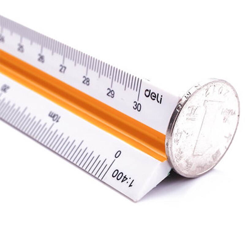 Deli triangular scale ruler graphics three edges in the scale interior 3 sides 3 colors 30cm scale ruler