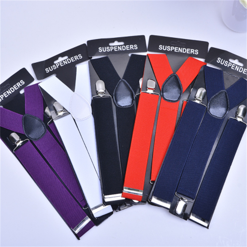 Einfarbig Elastische Leder Hosenträger Hosenträger Männer Frauen Schwarz Blau verrotten Verstellbare Träger Für Hochzeit Anzug Felsen Zubehör