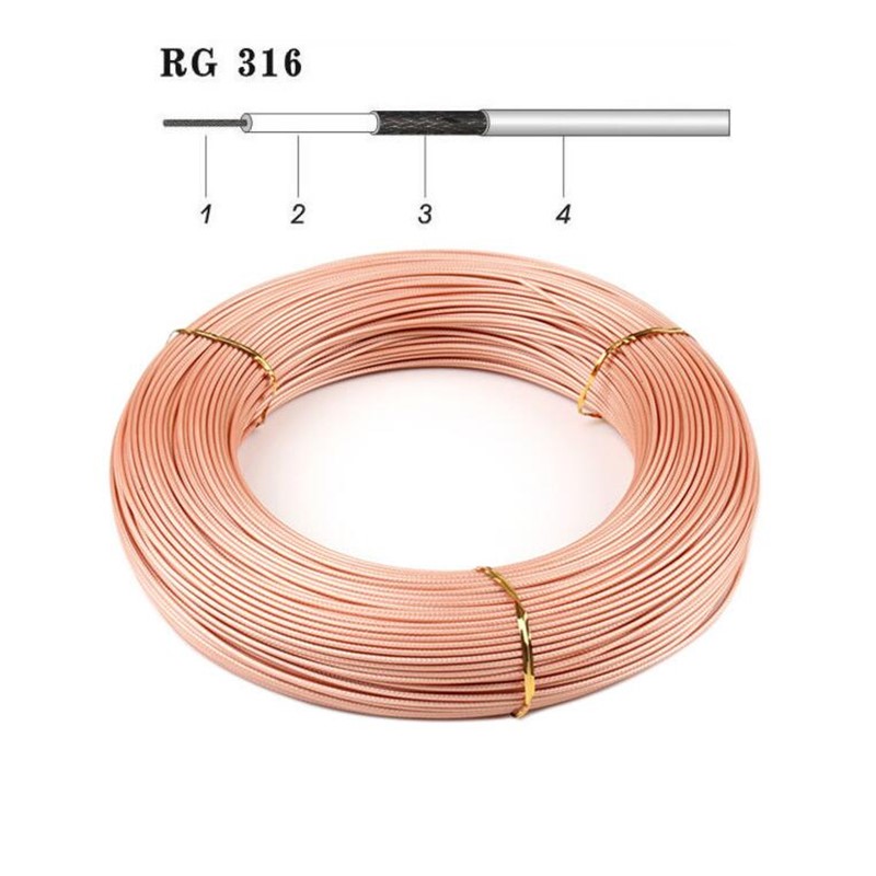 10meter RG316 Coaxial cable 2.5mm 50 Ohm Low Loss 30ft for crimp connector fast