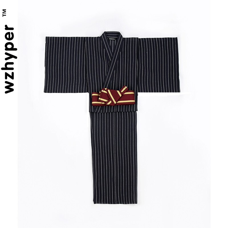 Samurai Traditionellen Japanischen Kimono Kleidung für Männer Stickerei Langarm Bühne Leistung retro Asiatischen Mantel Alte Kostüm: Kimono und Gürtel