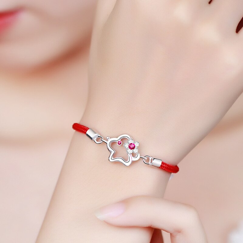 Pulsera de estilo Simple de línea retorcida de Jade hueco de Pin de Plata de Ley 925