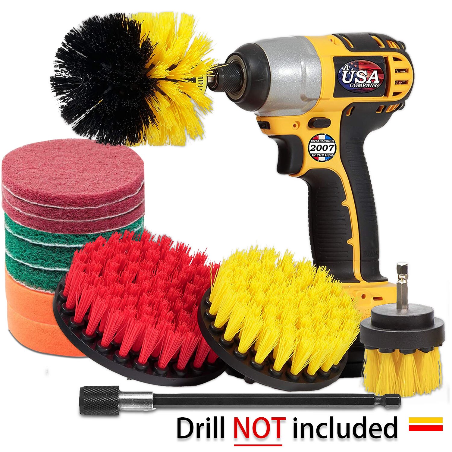 Drill Brush Set for drill Shower Tile and Grout All Purpose Power Scrubber Cleaning Kit Power Scrubber Brush Pad Sponge Kit: 14PCS