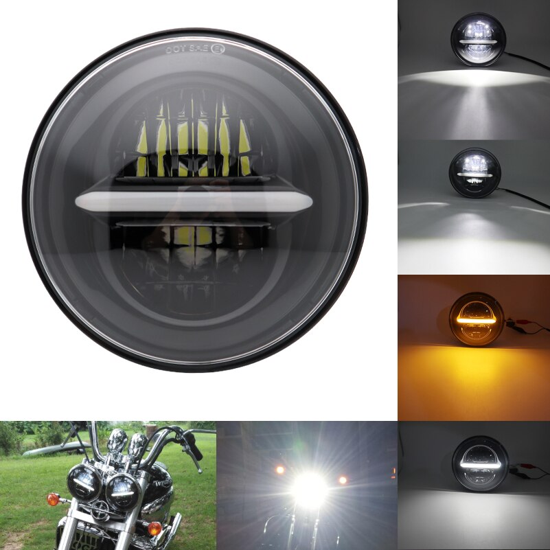 headlight for 883 Harley Dyna Sportster XL883 XL1200 5.75 inch motorcycle round led headlight assembly High power with lens: 70W Black