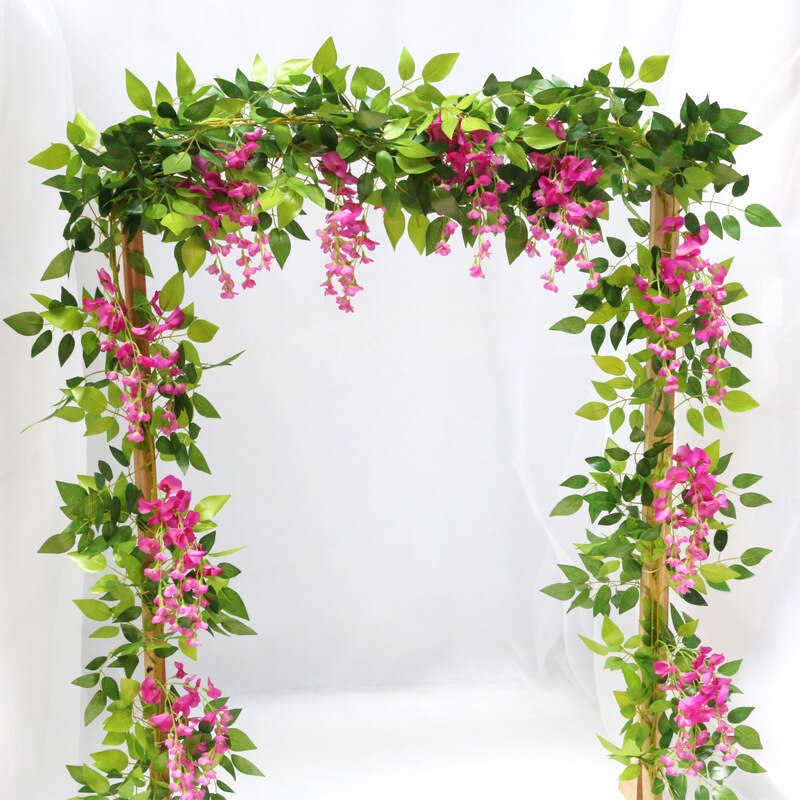 2 meter hortensia blad vin bryllup dekorative planter vægarrangement hjem badeværelse dekoration tilbehør kunstige blomster