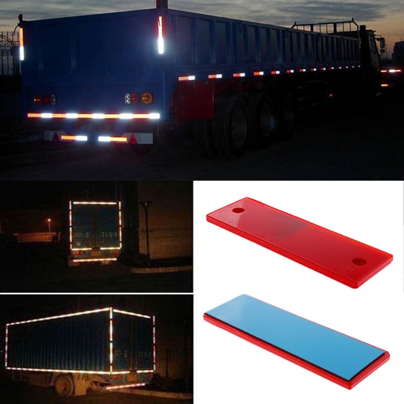 QILEJVS 2pcs Plastic Reflector Reflective Warning Plate Stickers Sign Sheeting Car Truck