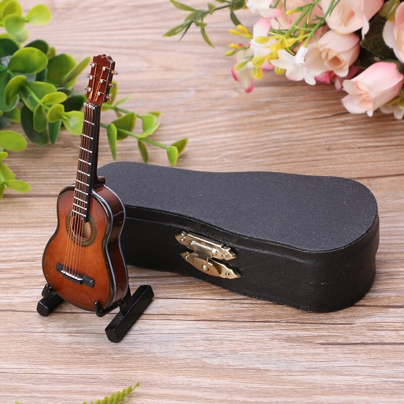 10cm Toy Acoustic Guitar Scale Model Home Office Desk Decor Ornaments