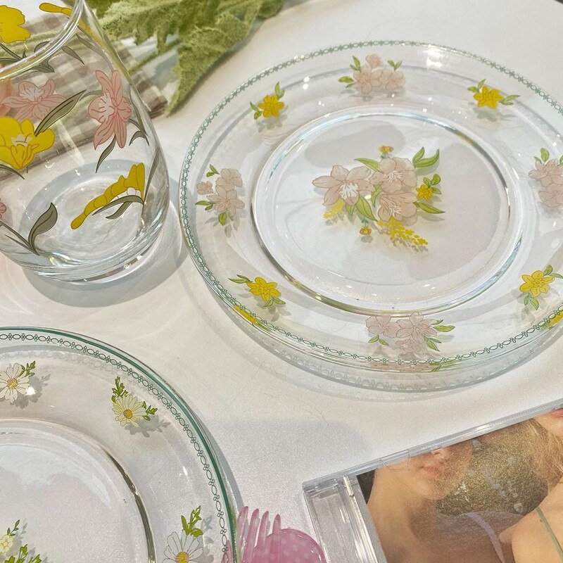 Cutelife nordisk tusindfryd gennemsigtig glasfad tallerken kage vintage salat dessert kaffe tallerken sød morgenmad fest bryllup tallerkener