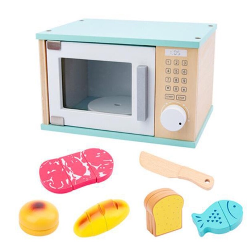 Wooden Kitchen Toy Microwave/Toaster Kitchen Play Set Interactive Early Learning Toy Fun and Colorful for Girls and Boys: A