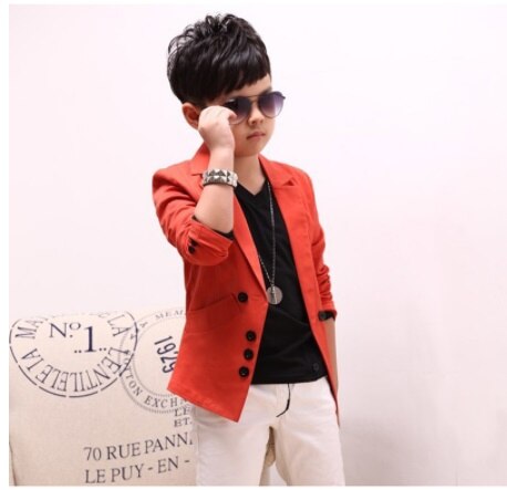 Kids Casual Suits Jacket Boys Korean Style Blazer Children Wedding Blazers for Boys Big Teenager Boys Casual Blazers: Orange / 13T