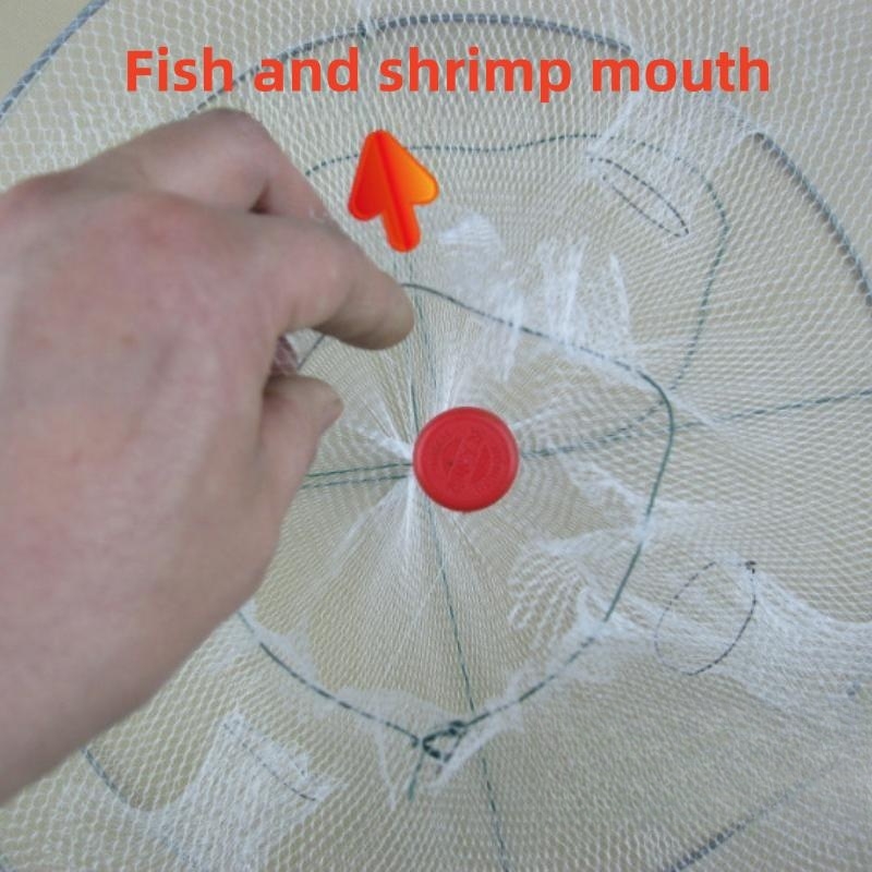 1 Uds. Trampa de red plegable para pesca de camarones, peces, cangrejos, 4 agujeros, cangrejos, langosta, rejilla fundida, jaula de inmersión 33*12cm
