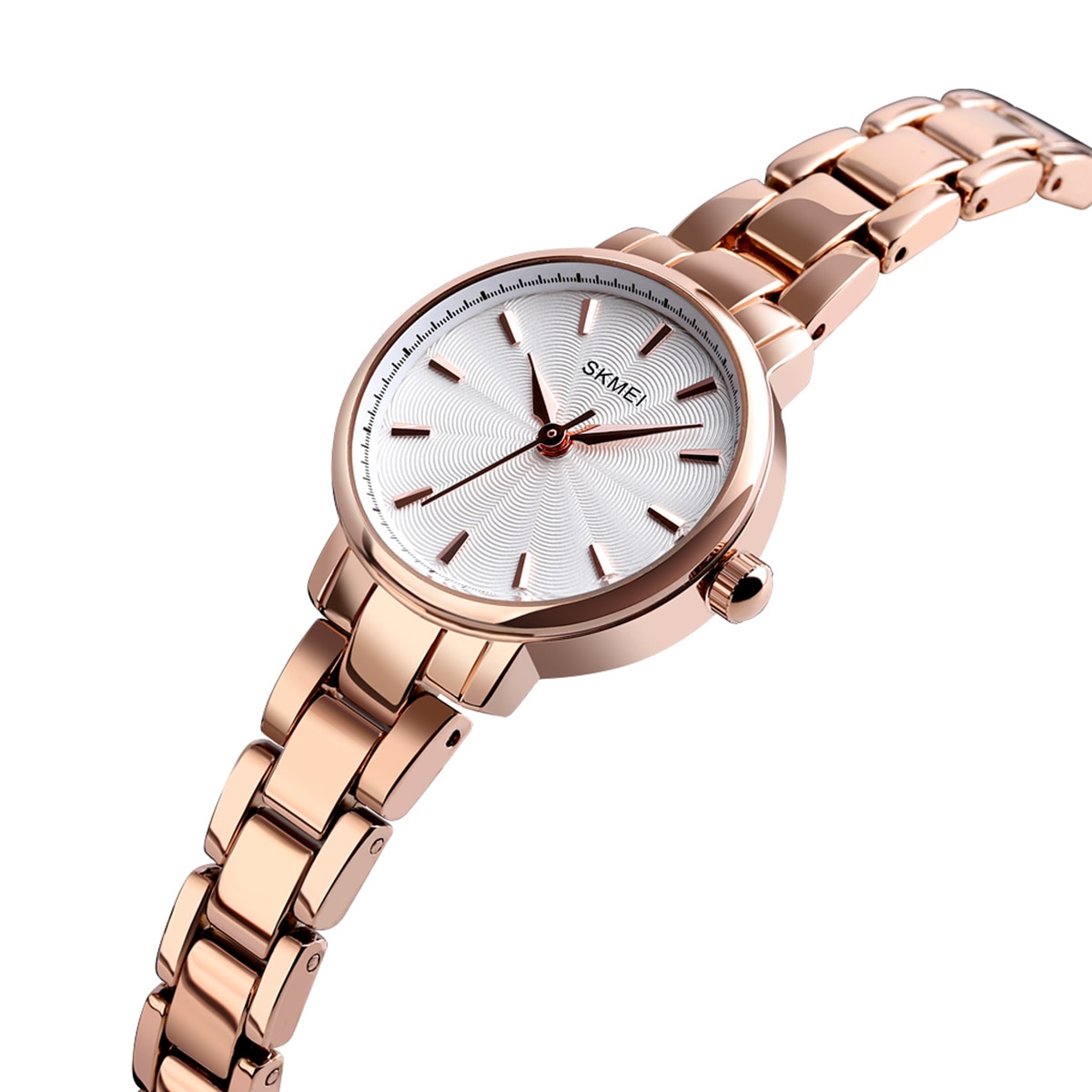 Stainless Steel Belt charming women Watch Classic Minimalist Alloy Analog ladies waterproof Quartz wrist watches: Rose Gold