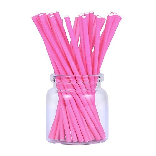 100 stuks gekleurde lollystokjes 4 inch papieren stokjes 100*3.5mm: Roze
