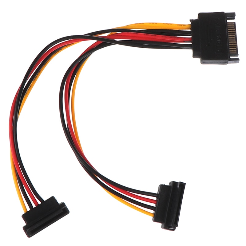 1pc 90 Degree SATA 15-Pin Male To 2 X 15P Female Y Splitter Adapter Sata Power Cable For HDD Hard Drive