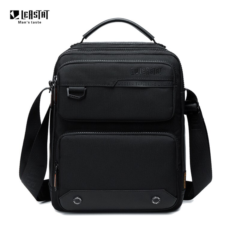 LEASTAT Casual Men&#39;s Shoulder Bag Oxford Multifunctional Men Crossbody Bag Multi-pocket Waterproof Chest Bag Handbag: black / L