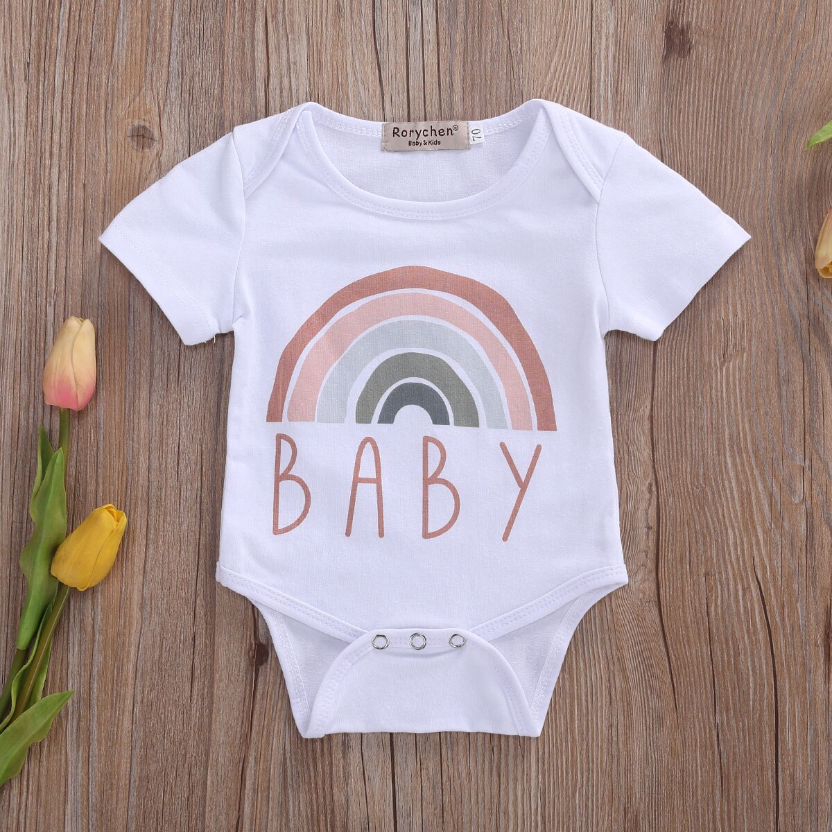 Summer Newborn Baby Boys Girls Bodysuits Clothes Cotton Casual Rainbow Printed Jumpsuit Little Baby One Piece Outfits