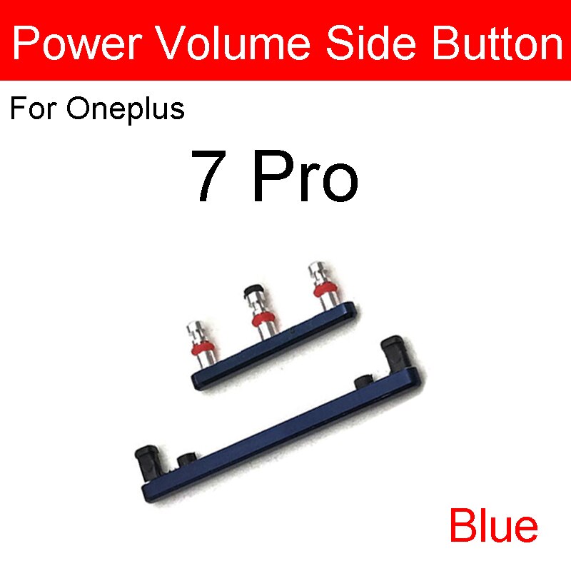 1 botón de volumen lateral + botón de encendido/apagado conjunto de botones para Oneplus 7 7T Pro botón de encendido de volumen piezas de repuesto de teclado: 7 Pro Blue