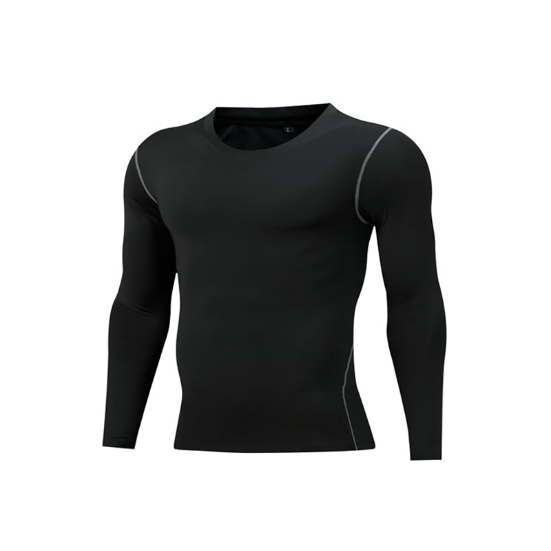 Men's Long Sleeve Running T-Shirt - Quick Dry UV Protection Fitness Top: M / Black