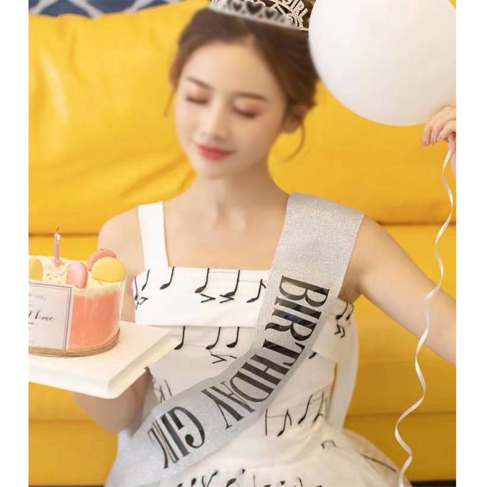 Pink Silver Gold Birthday Shoulder Strap Queen Birthday Banner Girl 18 20th Birthday Garland Happy Birthday Party Decor Adults