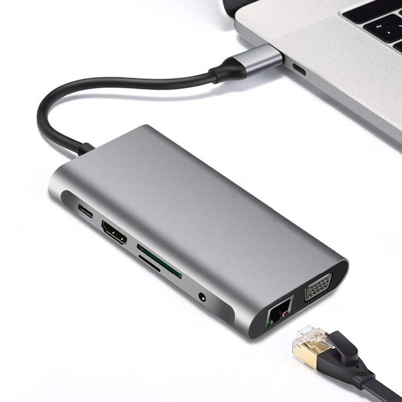 HUB USB C 10 in 1, Docking Station multifunzione, Hub USB C PD ricarica rapida, per PC, Laptop, TV, ecc.