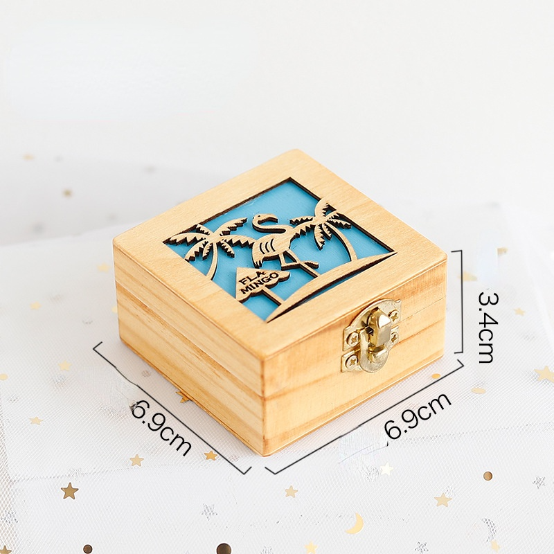 Wood Carving and Color Printing Music Box Cute Animal Music Box Hand Crank Wooden Music Box Children's Birthday Valentine's Day: 2(without mirror)