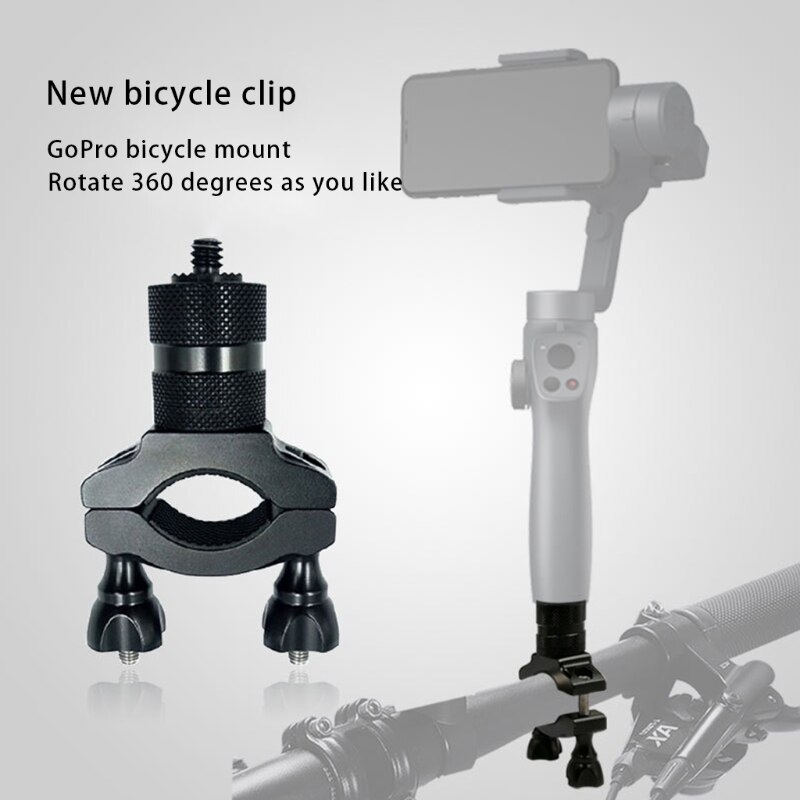 T8WC Bike Handlebar Mount Clip Tripod Clamp Holder Grip Mount Aluminum Alloy Bicycle Motorcycle O-shaped Clamp Compatible with 8