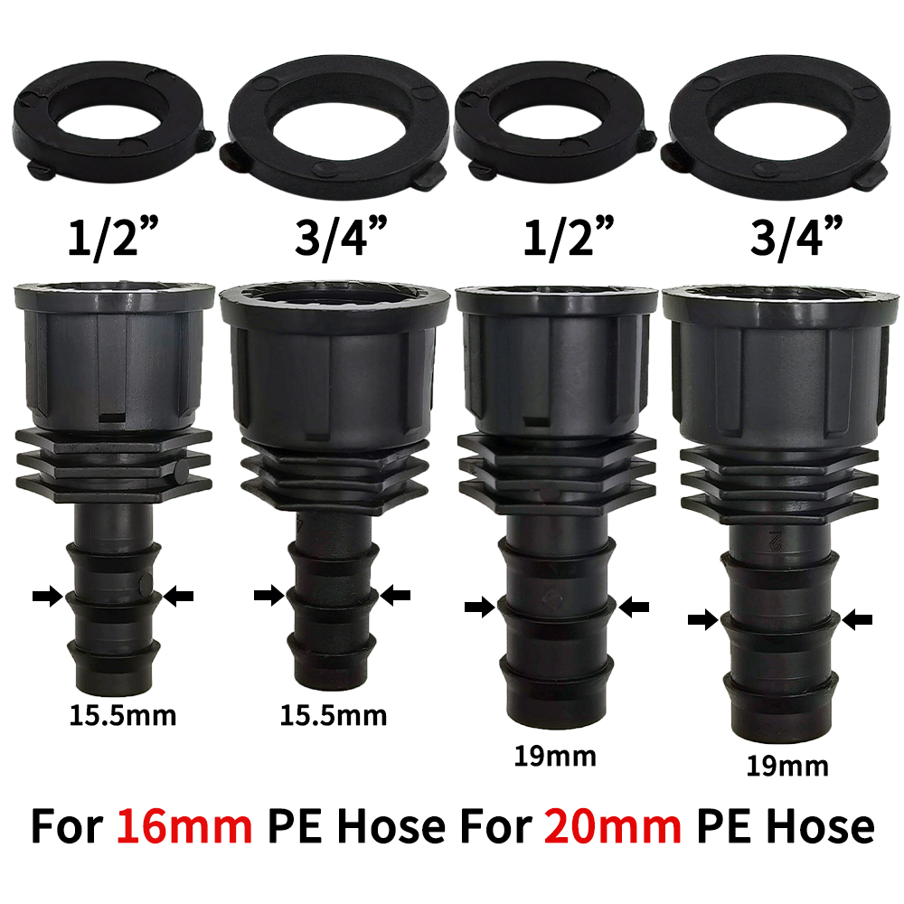 1/2" 3/4" Male Female Thread Connector To Barb 16mm 20mm 25mm PE Hose Adapter Tee Elbow Garden Irrigation Drip Watering System