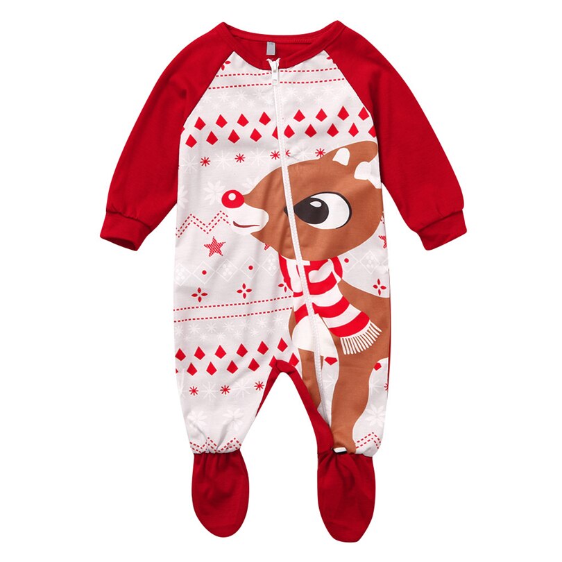 Xmas Newborns Footies Infant Boys Girls Cartoon Deer Print Winter Long Sleeve Zipper Jumpsuit Christmas Baby Clothes 0-24M A20