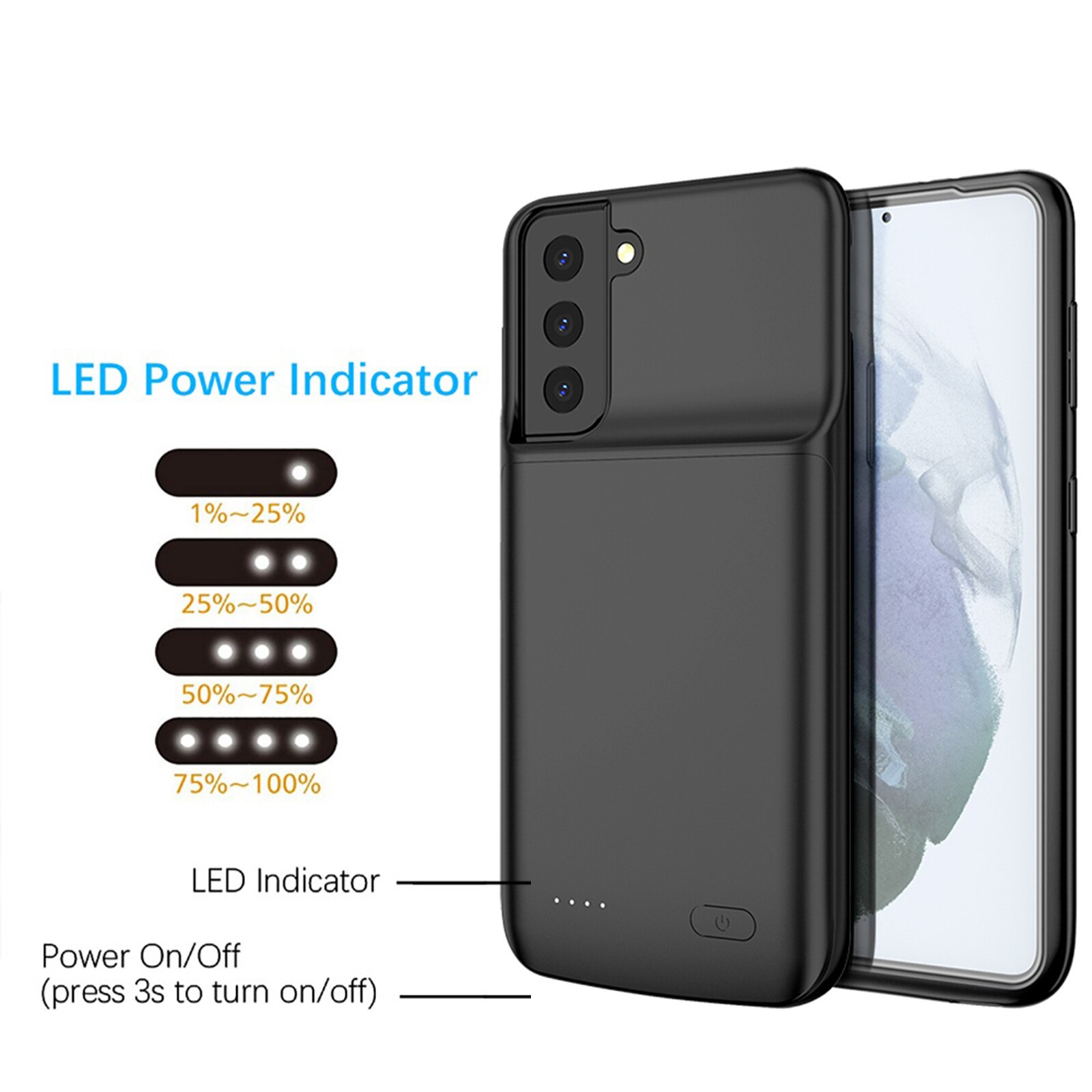 Voor Samsung Galaxy S21 Plus Batterij Case Slim Externe Power Bank Voor Samsung S21 Ultratpu Shockproof Batterij Opladen Cover