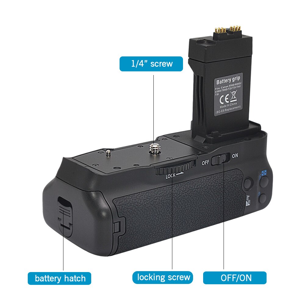 Meike MK-550D Vertical Battery Grip Pack For Canon EOS 550D 600D 650D T4i T3i T2i as BG-E8