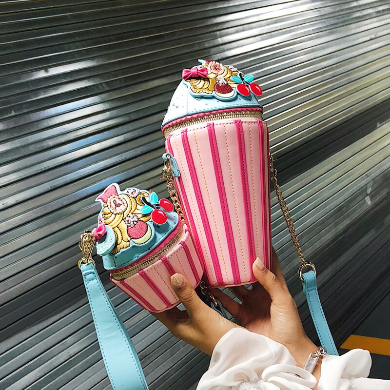Zoete dame mini bucket bag zomer pu leren dames handtas travelchain schoudertas
