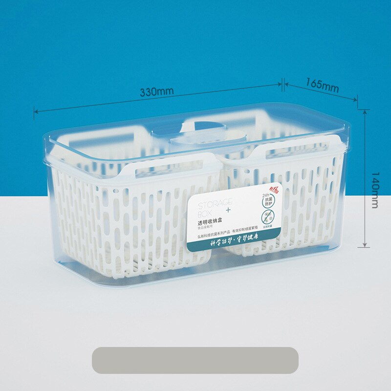 Refrigerator Food Storage Containers With Lids Kitchen Storage Seal Tank Plastic Separate Drain Basket Fresh Box Big Capacity: 2