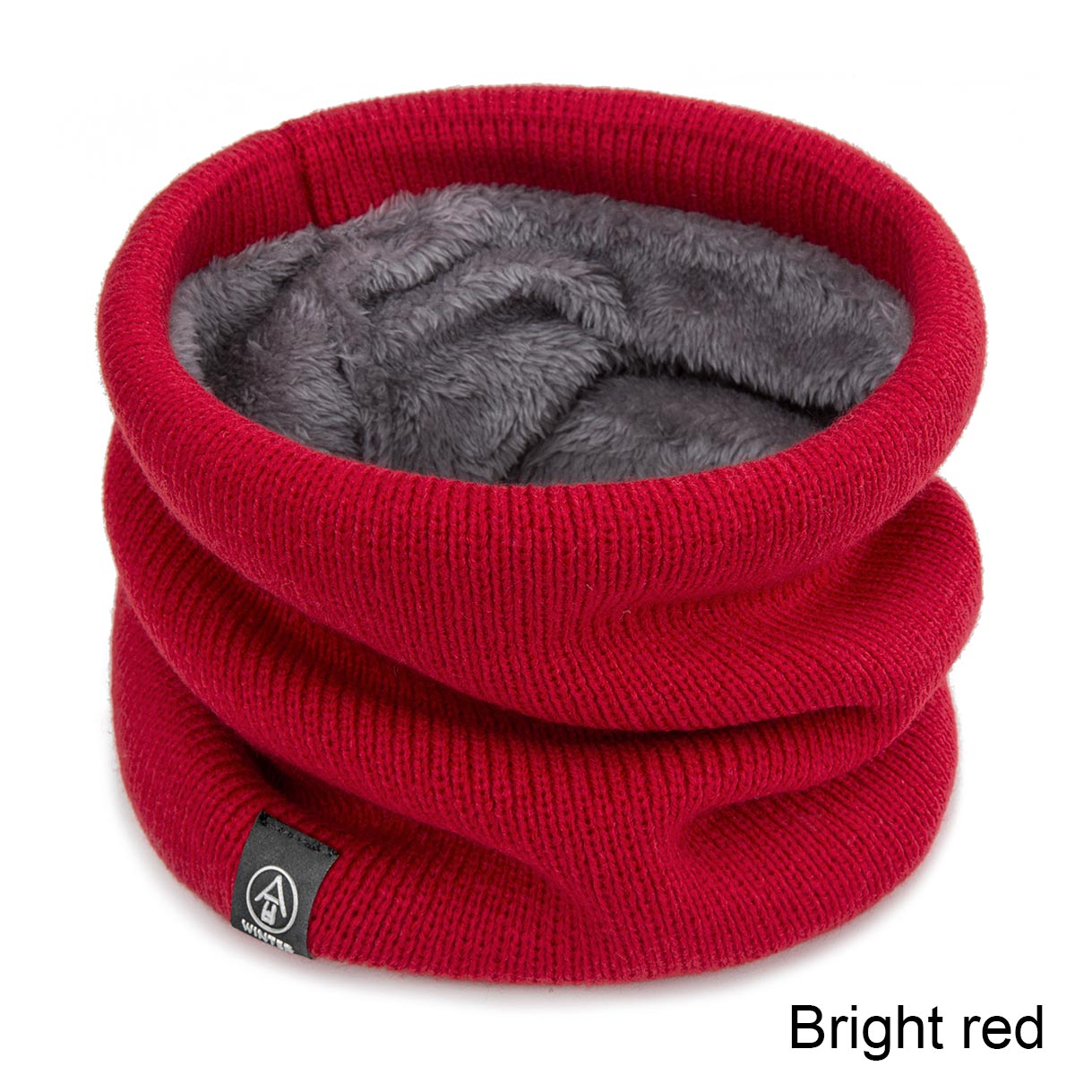 Mltbb Casual Vrouwen Winter Sjaal Gebreide Ring Sjaals Voor Mannen Effen Kleur Dikke Warme Sjaal Unisex Mode Halsdoek kids: Bright red