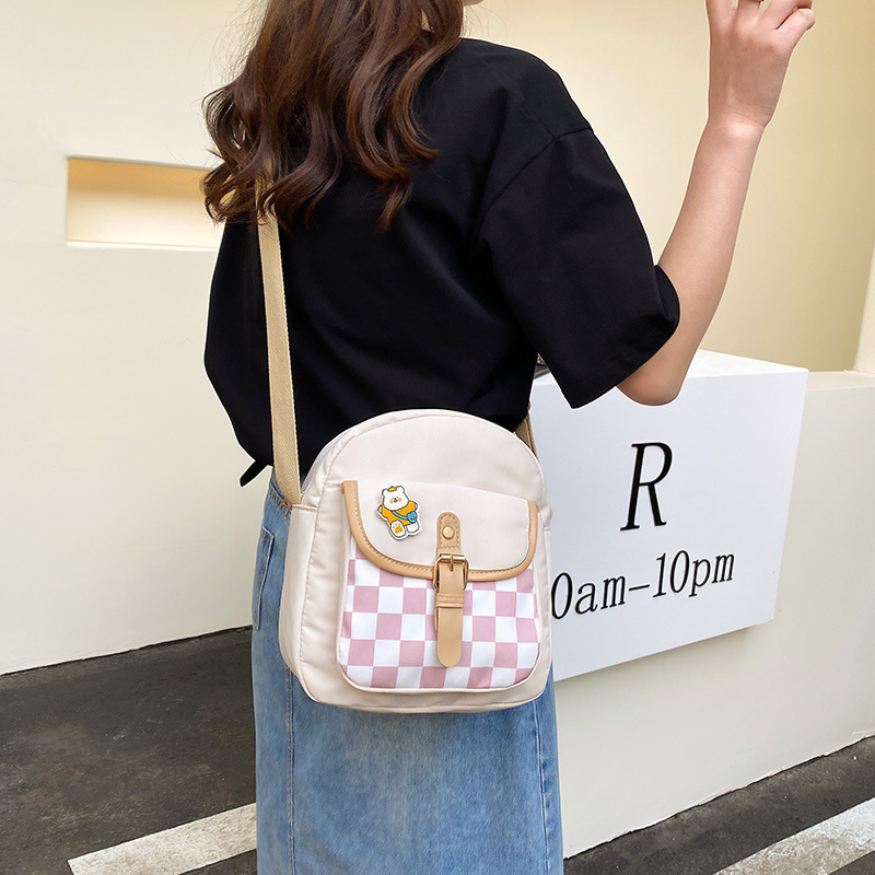 Damen-schultertaschen, karierte rucksäcke, nylon-umhängetaschen für damen, tragbare schultaschen, handtaschen für mädchen