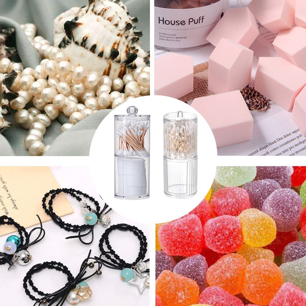 Storage Box Acrylic Multifunctional Round Storage Box Container Cotton Pad Cosmetic Makeup Organizer Jewelry Holder Candy