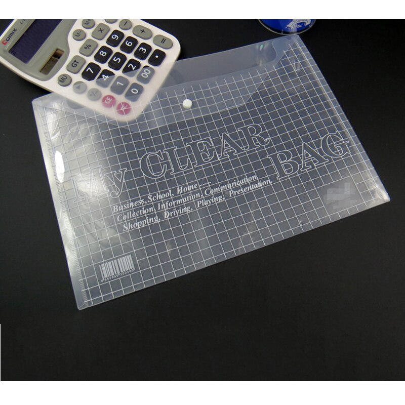 10 thickened transparent PP waterproof document envelopes with snap-on document pockets: Thin white 2 PCS